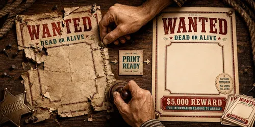 Western Wanted Poster Printables generated by chatgpt-image