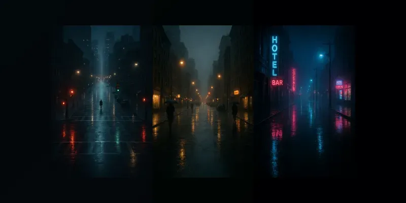 Dramatic Rainy Street Scenes generated by undefined