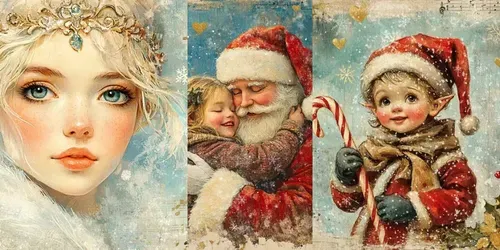 Vintage Christmas Junk Journal Postcards generated by midjourney