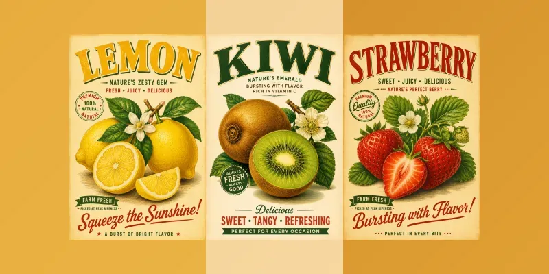 Vintage Produce Posters generated by undefined