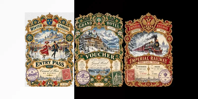 Vintage Winter Travel Ephemera Kits