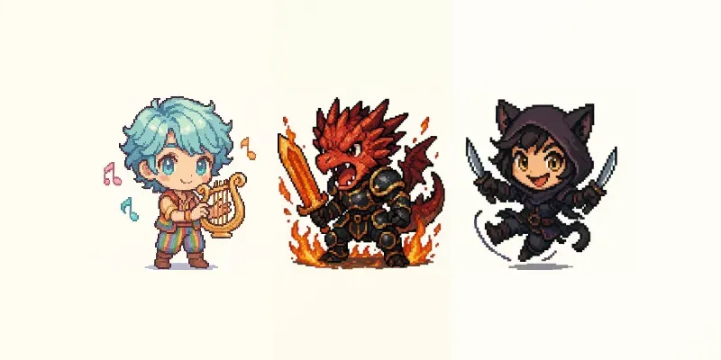 Fantasy Chibi Pixel Art Characters generated by undefined