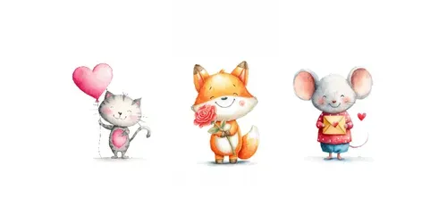 Cute Valentine Animal Clipart Images generated by midjourney