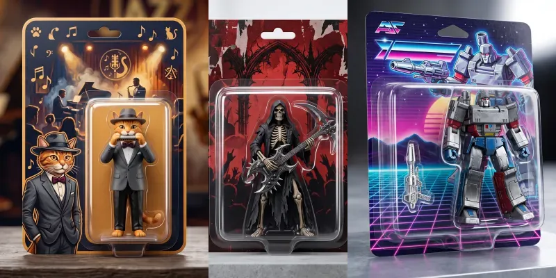 Retro Action Figure Packagings generated by undefined