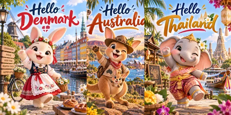 Cute Animal World Travel Posters