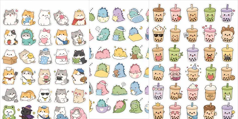 Printable Kawaii Stickers Printable A4 generated by undefined