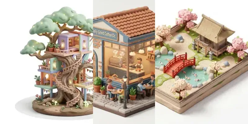 Cute 3d Isometric Dioramas generated by undefined