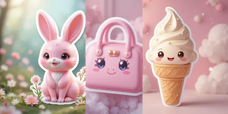 3D Cute Pastel Kawaii Toy Stickers generated by undefined
