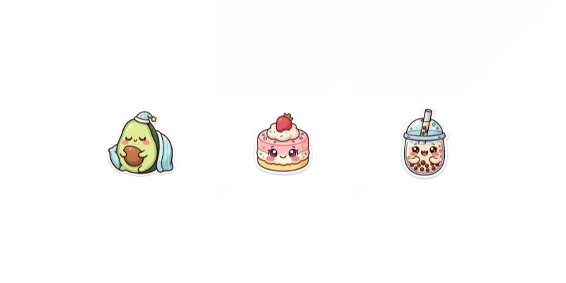Kawaii Food Sticker Tshirt Designers generated by undefined