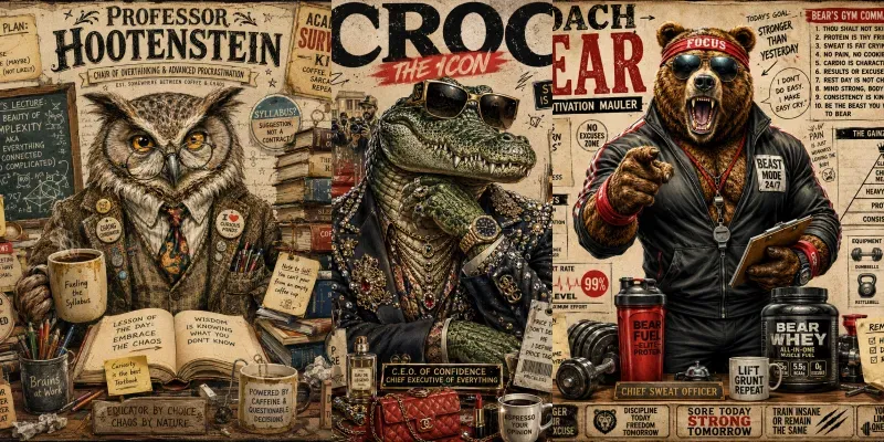 Satirical Character Posters generated by undefined