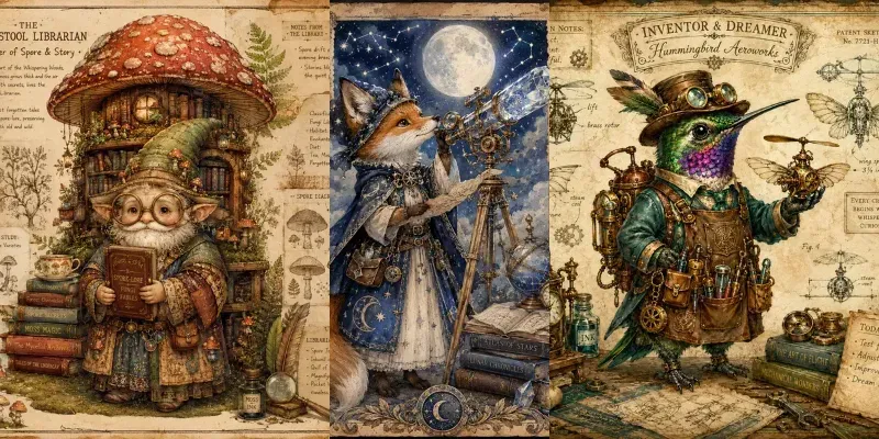 Whimsical Storybook Character Cards generated by undefined