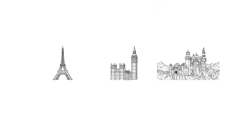 Lowpoly World Landmarks Line Art KDP generated by undefined