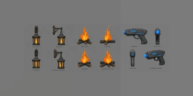 Low Poly Game Prop Reference Sheet Gens generated by undefined