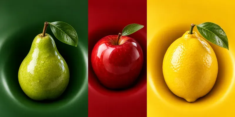Glossy Monochrome 3D Fruit Portrait Cgis