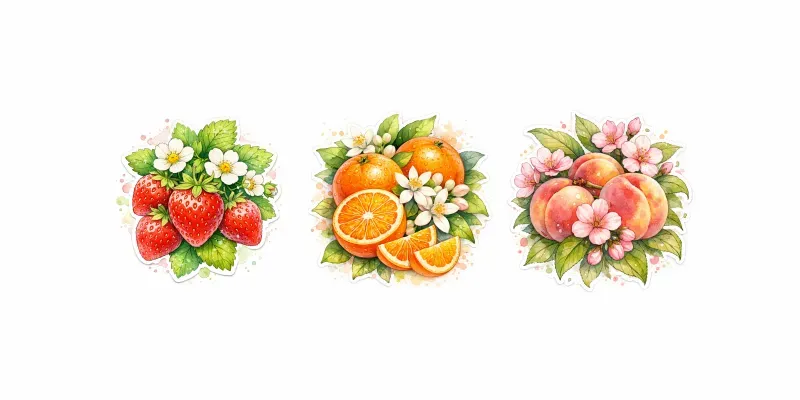 Floral Fruit Sticker Designs generated by undefined