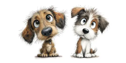 Doodle Dog Cartoon Illustration Cliparts generated by midjourney