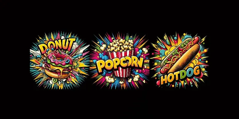 Pop Art Food Typography Cliparts