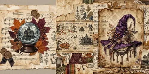 Magical Halloween Junk Journal Ephemera generated by gemini-image