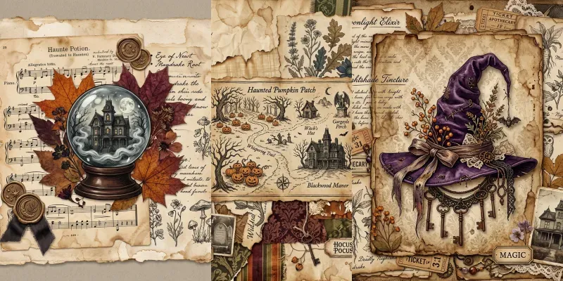 Magical Halloween Junk Journal Ephemera generated by undefined