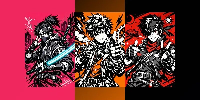 Vibrant Popmanga Ink Portraits generated by undefined