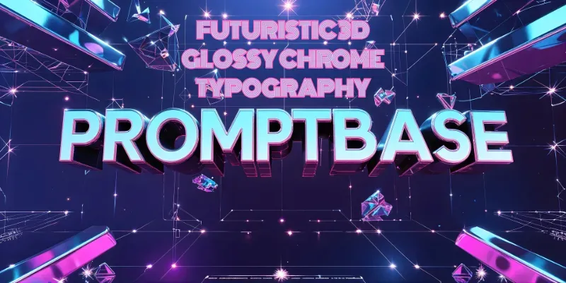 Futuristic 3d Glossy Chrome Typography generated by undefined