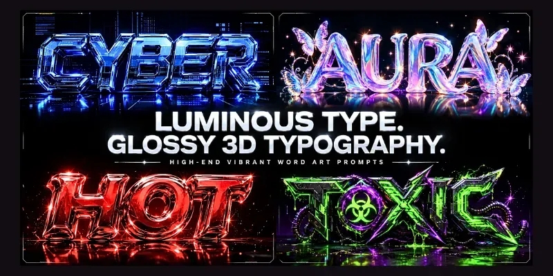 Y2k Glossy Futuristic 3d Vibe Typographies generated by undefined
