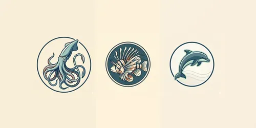 Ocean Animal Emblems generated by gemini-image