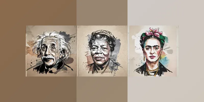 Expressive Handdrawn Portrait Posters generated by undefined