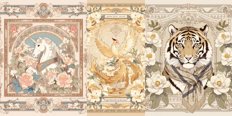 Luxury Heritage Scarf Illustrations generated by undefined