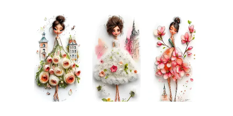 Romantic Bridal Floral Illustrations generated by undefined