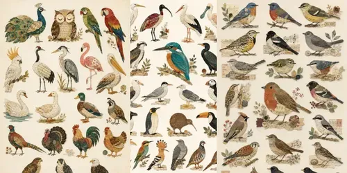 Vintage Paper Bird Collage Sets generated by chatgpt-image