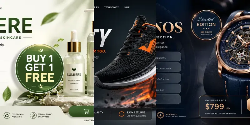 Modern Ecommerce Web Landing Page UIs generated by undefined