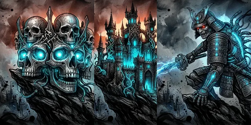 Luminous Dark Fantasy Ink Art generated by undefined