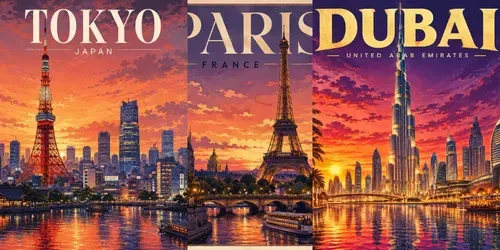 Cinematic City Sunset Illustrations generated by chatgpt-image