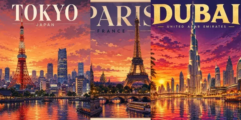 Cinematic City Sunset Illustrations generated by undefined