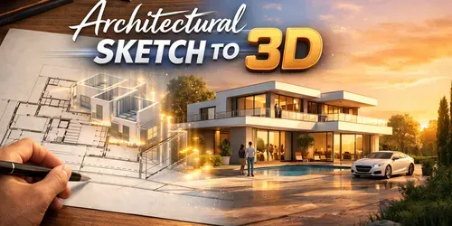 Architectural Sketches To 3D generated by veo