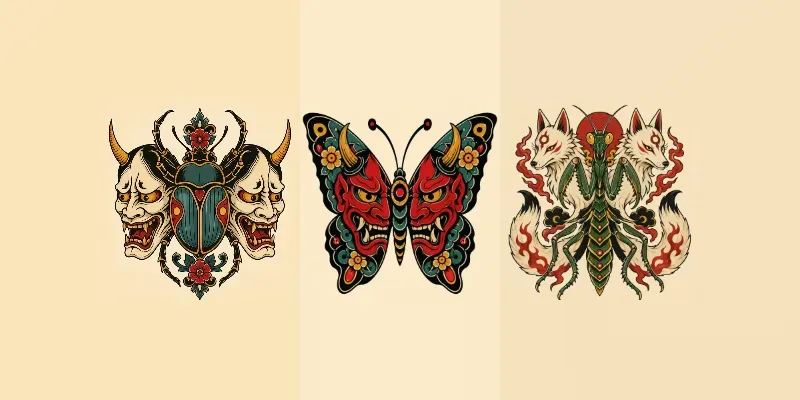 Symmetrical Traditional Tattoo Designs generated by undefined