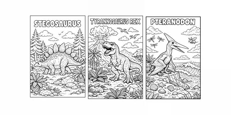Dinosaur Coloring Book Pages generated by undefined