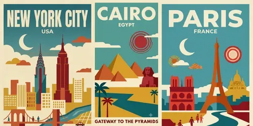 Retro Minimalist Vintage Travel Posters generated by chatgpt-image