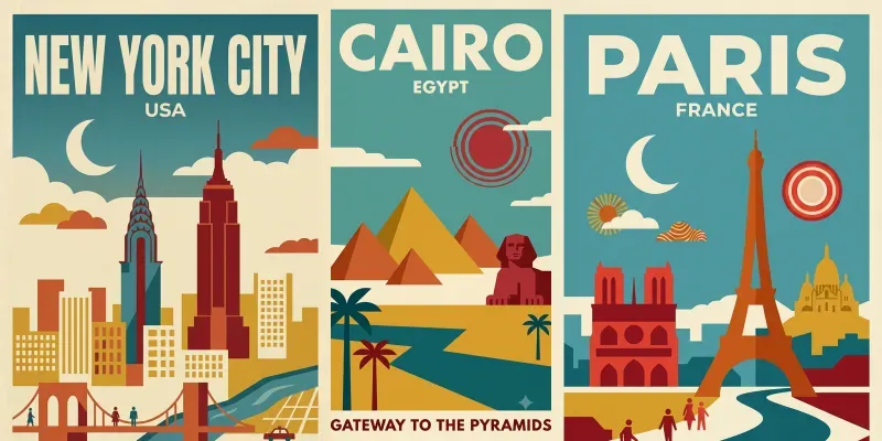 Retro Minimalist Vintage Travel Posters generated by undefined