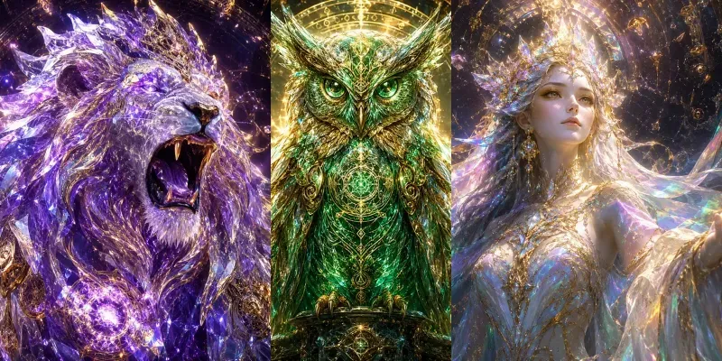 Glowing Crystal Energy Animals generated by undefined