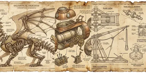 Ancient Technical Blueprints generated by gemini-image