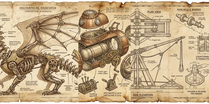 Ancient Technical Blueprints generated by undefined