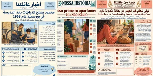 Family Memory Story Newspaper Sheets generated by chatgpt-image