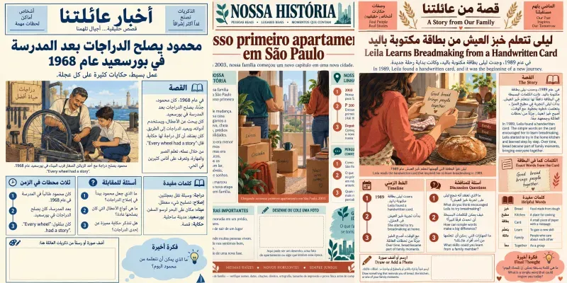 Family Memory Story Newspaper Sheets generated by undefined