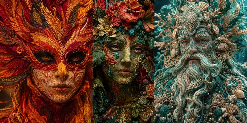 Intricate Textile Mask Portraits generated by undefined