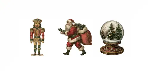 Vintage Christmas Ephemera Clipart generated by midjourney
