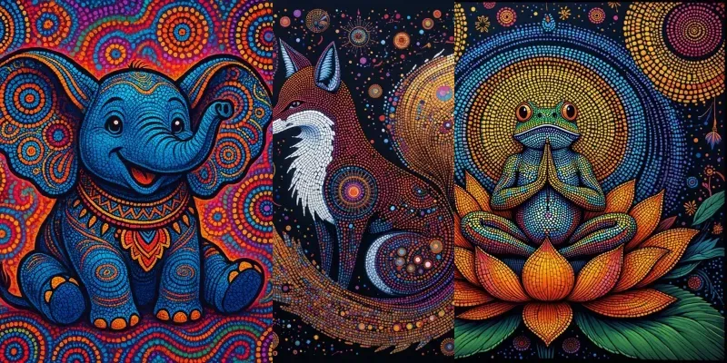 Aboriginal Dot Art Animal Portraits generated by undefined