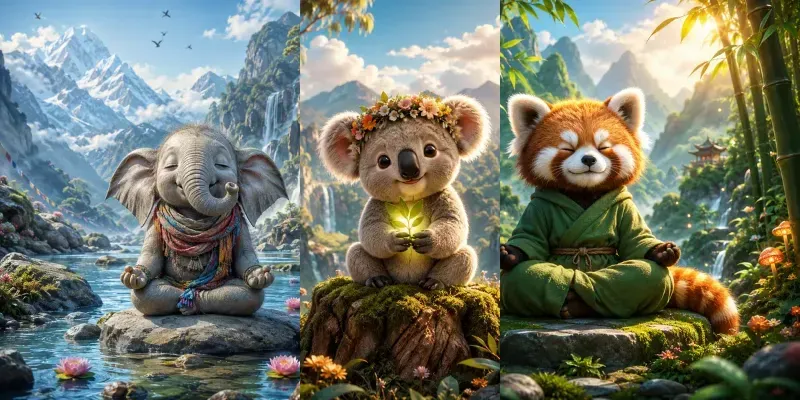 Whimsical Nature Meditation Characters generated by undefined