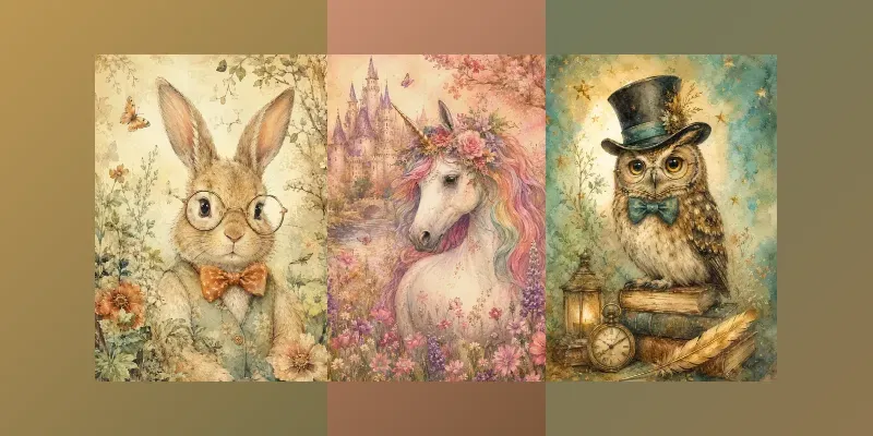 Whimsical Animal Junk Journal Pages generated by undefined